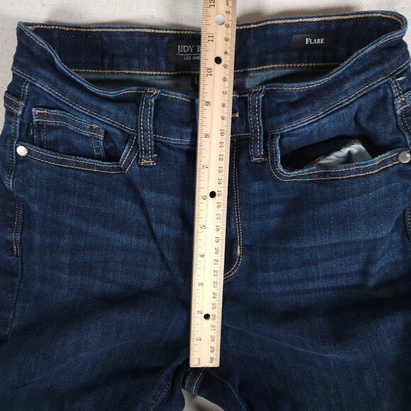 Judy Blue Womens Flare Jeans Size 1/25 Dark Wash Stretch Denim High Rise Boho - Picture 8 of 14